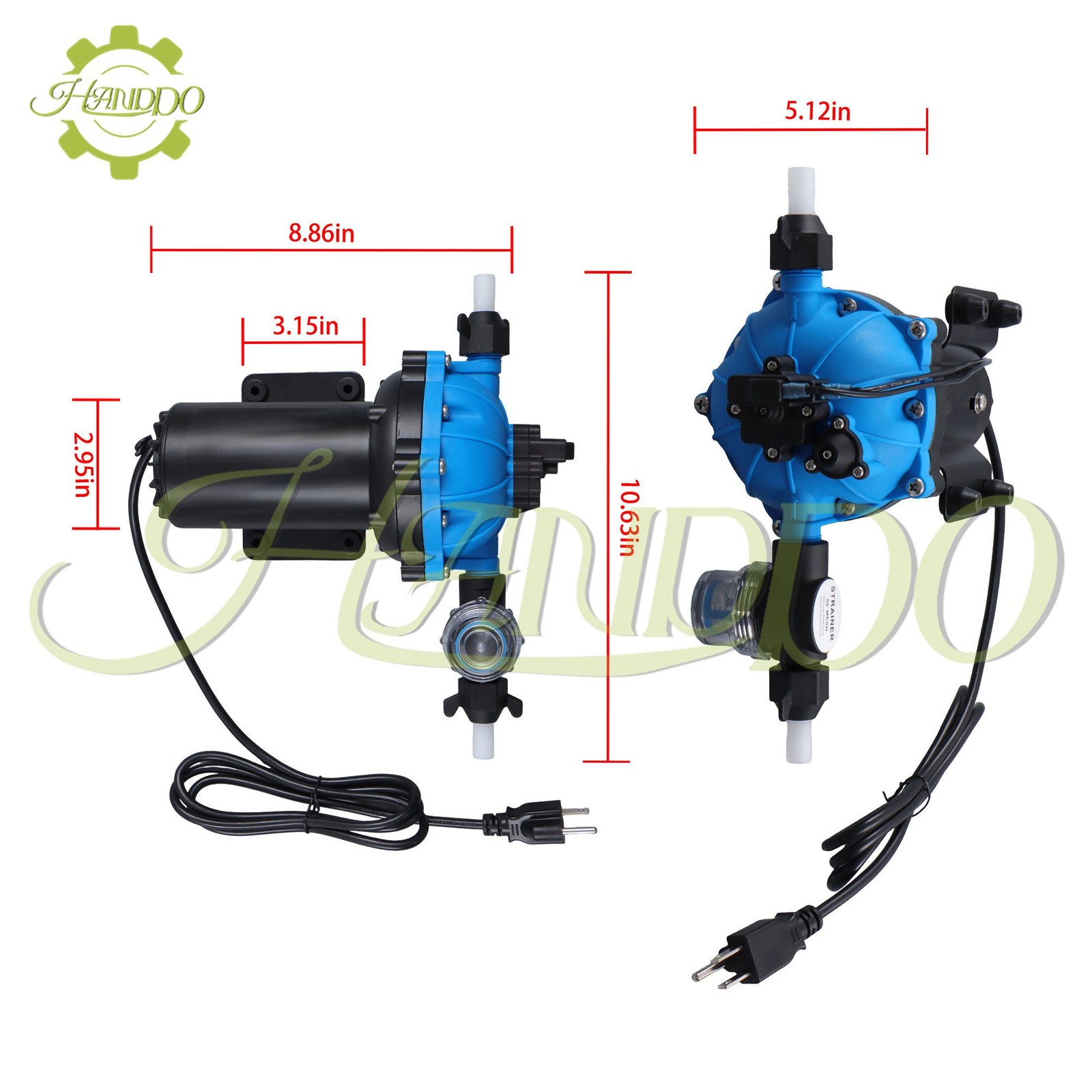 Diaphragm Water Pump 5-chamber Self Priming Pressure Booster Pump 6GPM 80PSI