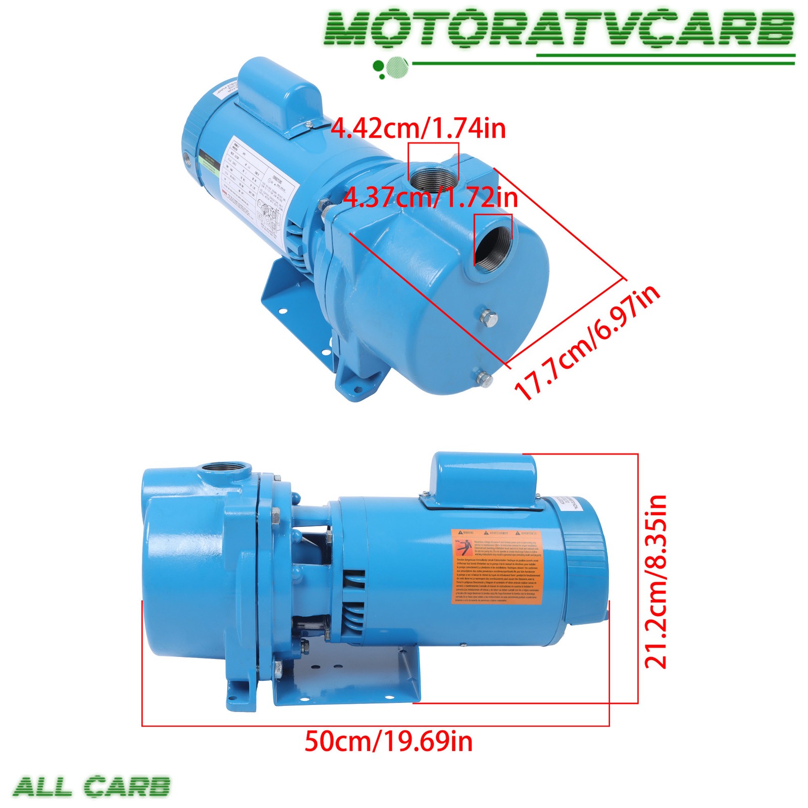ALL-CARB GT15 1.5 HP Water Well Irrigation Sprinkler Pump 115/230V Self Priming