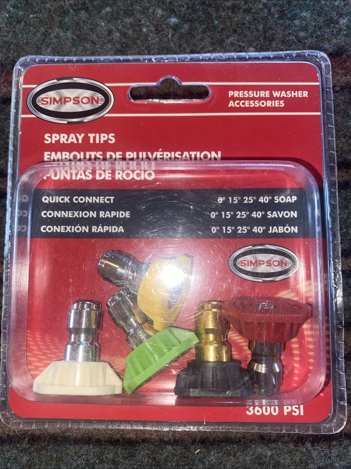 5 Pcs Simpson 80145 Spray Pressure Washer Tips 3600 PSI