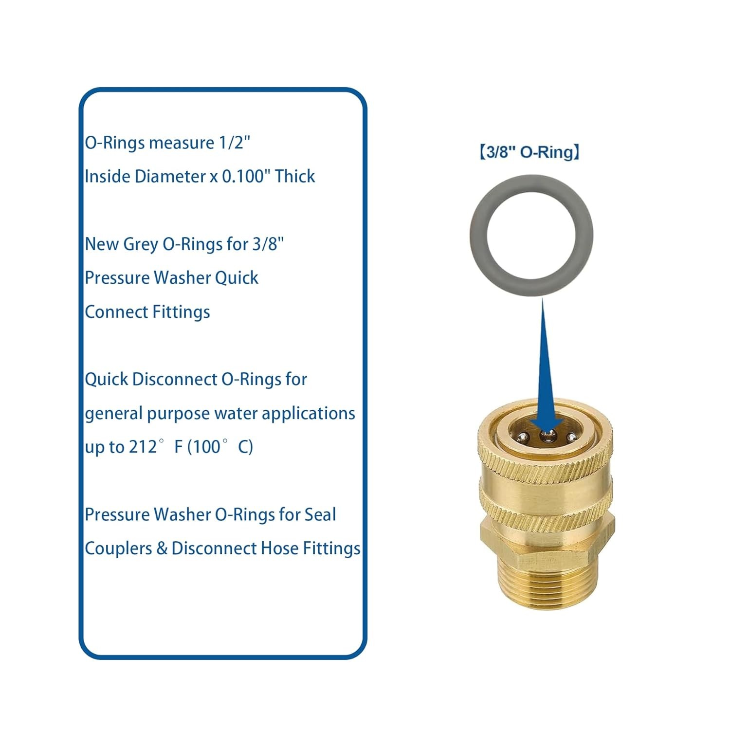 3/8″ Pressure Washer O-Rings for Quick Coupler, New Orange, M22 Quick Connect Co