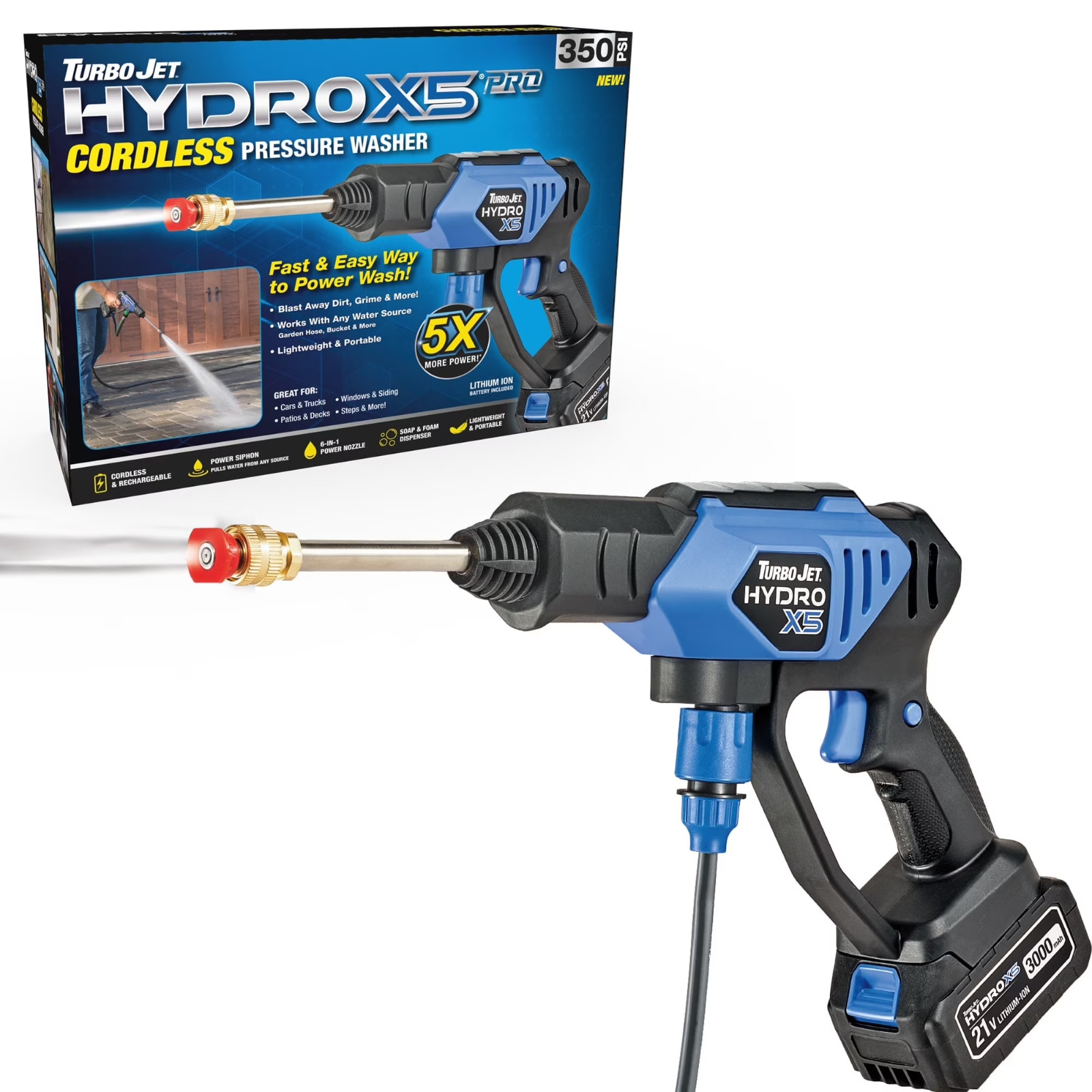 Turbo Jet HydroX5 Pro Cordless Pressure Washer New and Free Ship
