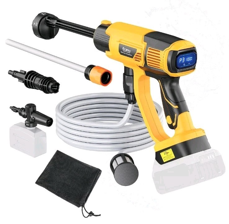 Portable Car Cleaning Tool Fits 20V Dewalt Battery 6-in-1 Nozzle & Foam Cannon
