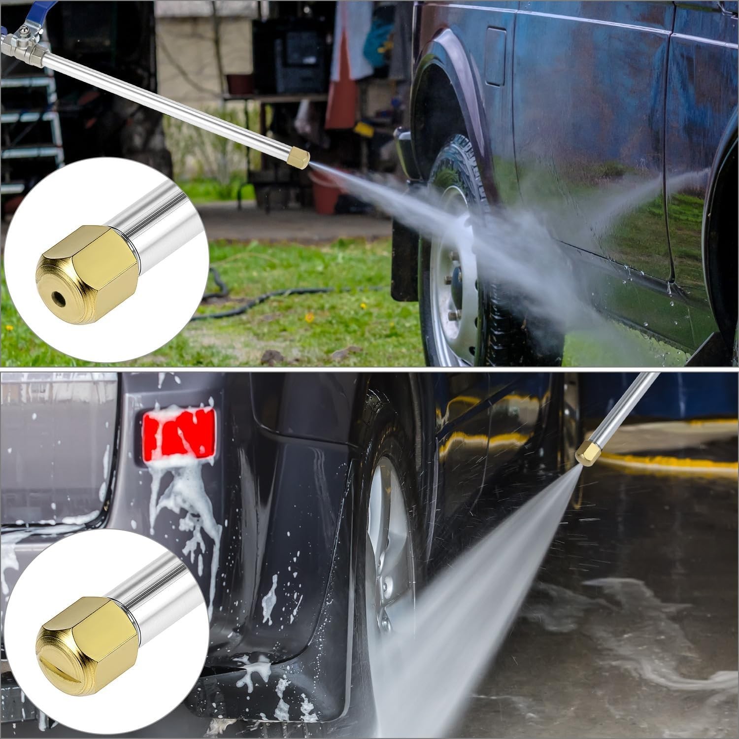 Durable Brass & Stainless Steel Pressure Washer Wand with Adjustable Nozzle Tips
