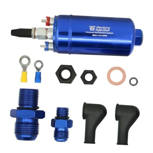300LPH 044 External Inline Fuel Pump Kit – Anodized, 12V High Pressure Blue