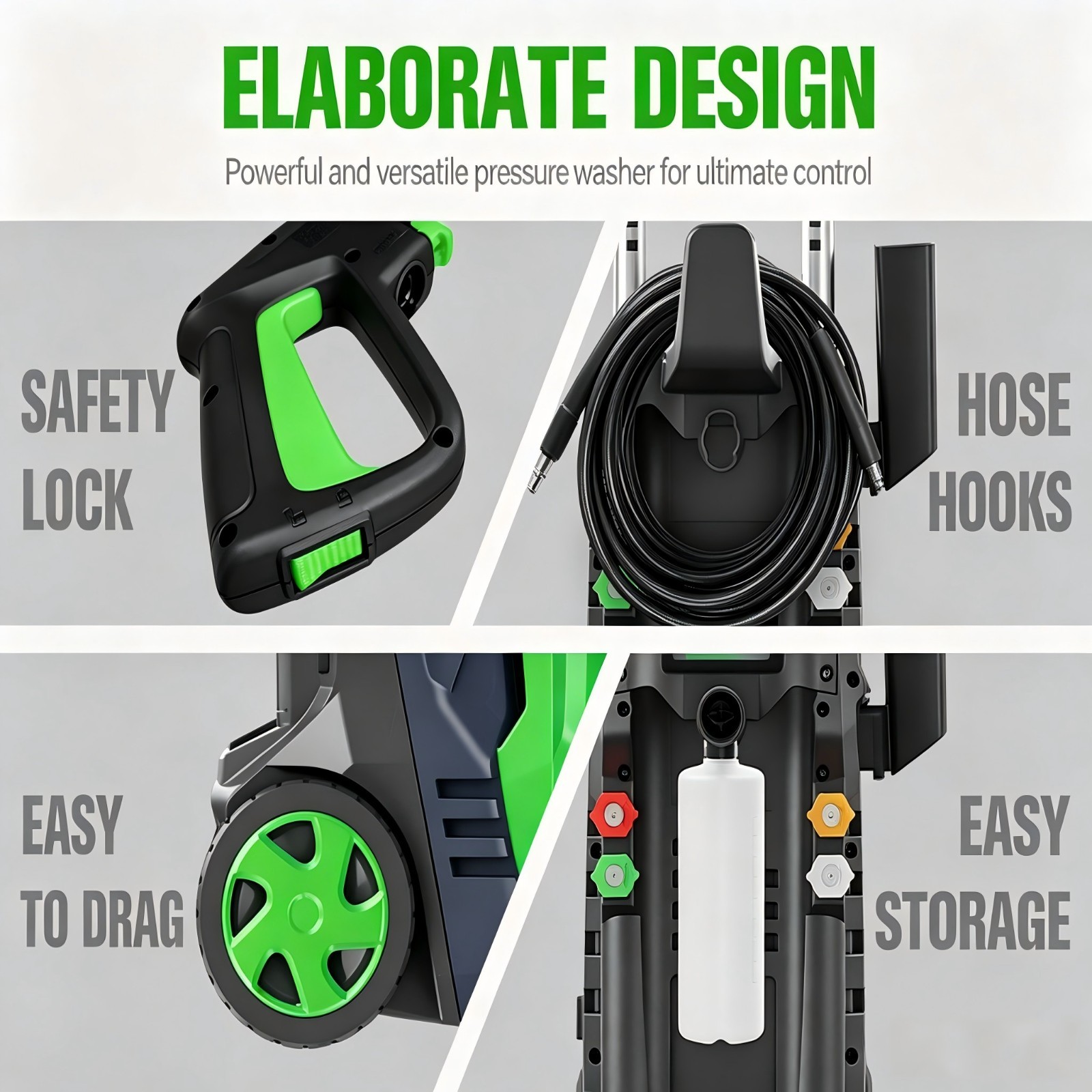 Pressure Washer 4200PSI 2.0GPM, High-Pressure Cleaning, Steel Lance, for Home