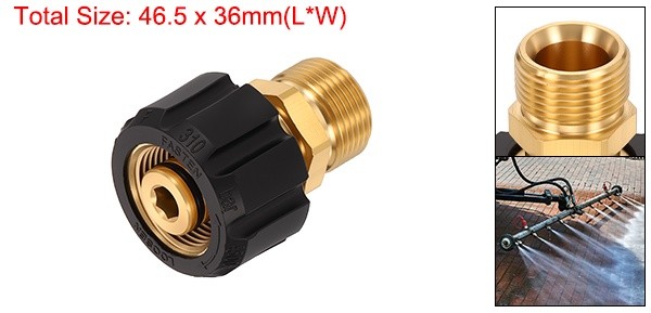 M22 14mm Female to M22 14mm Male Brass Fittings Pressure Washer Adapter