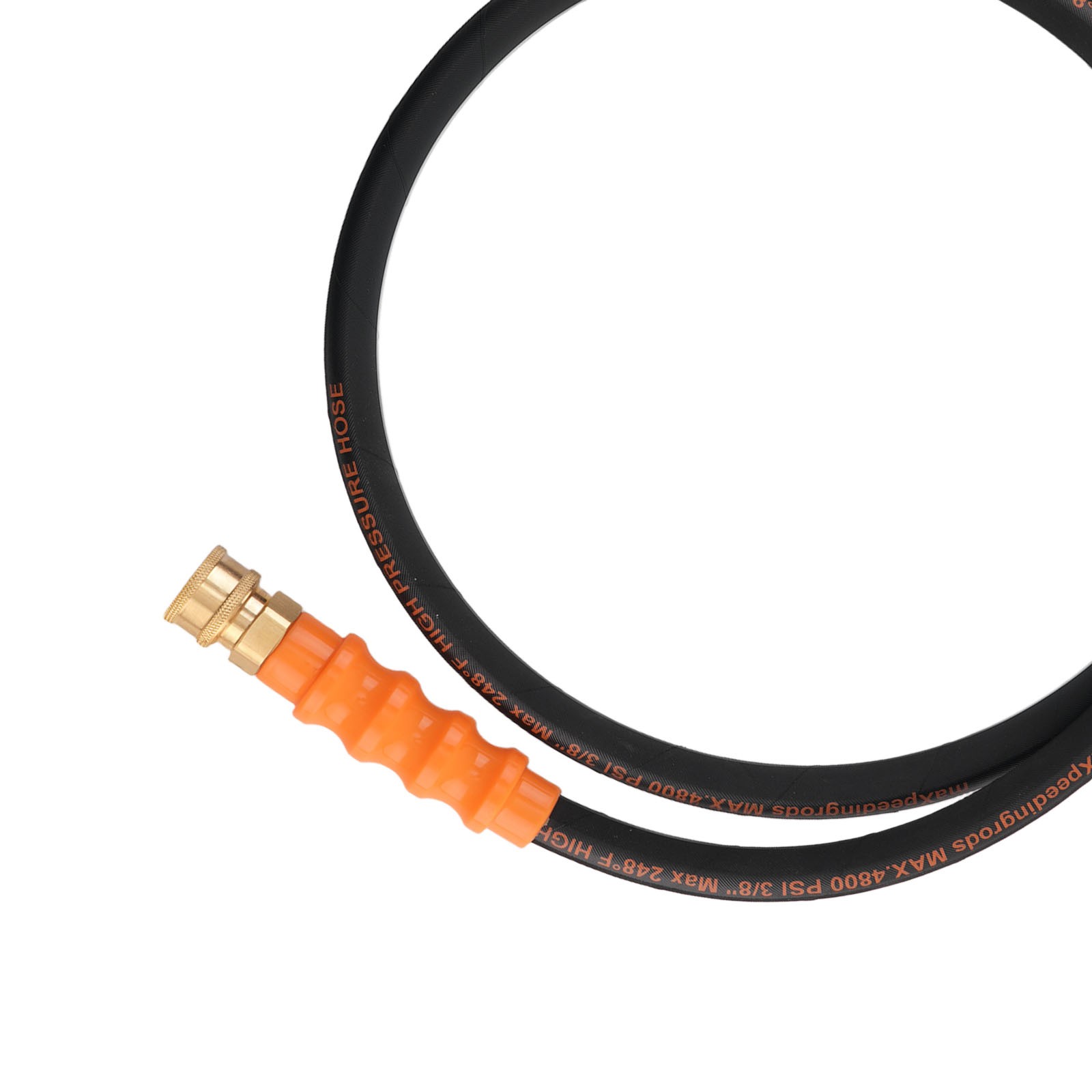 3/8″ Quick Connect Pressure Hose 5FT 4800PSI Steel Wire Braided Rubber Black