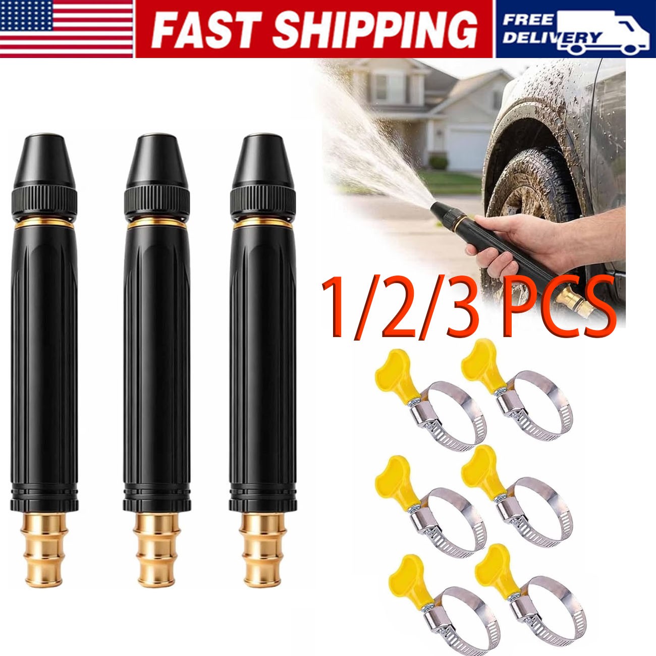 Larnto High Pressure Hose Nozzle Water Gun for Car Wash Garden Pressure Booster