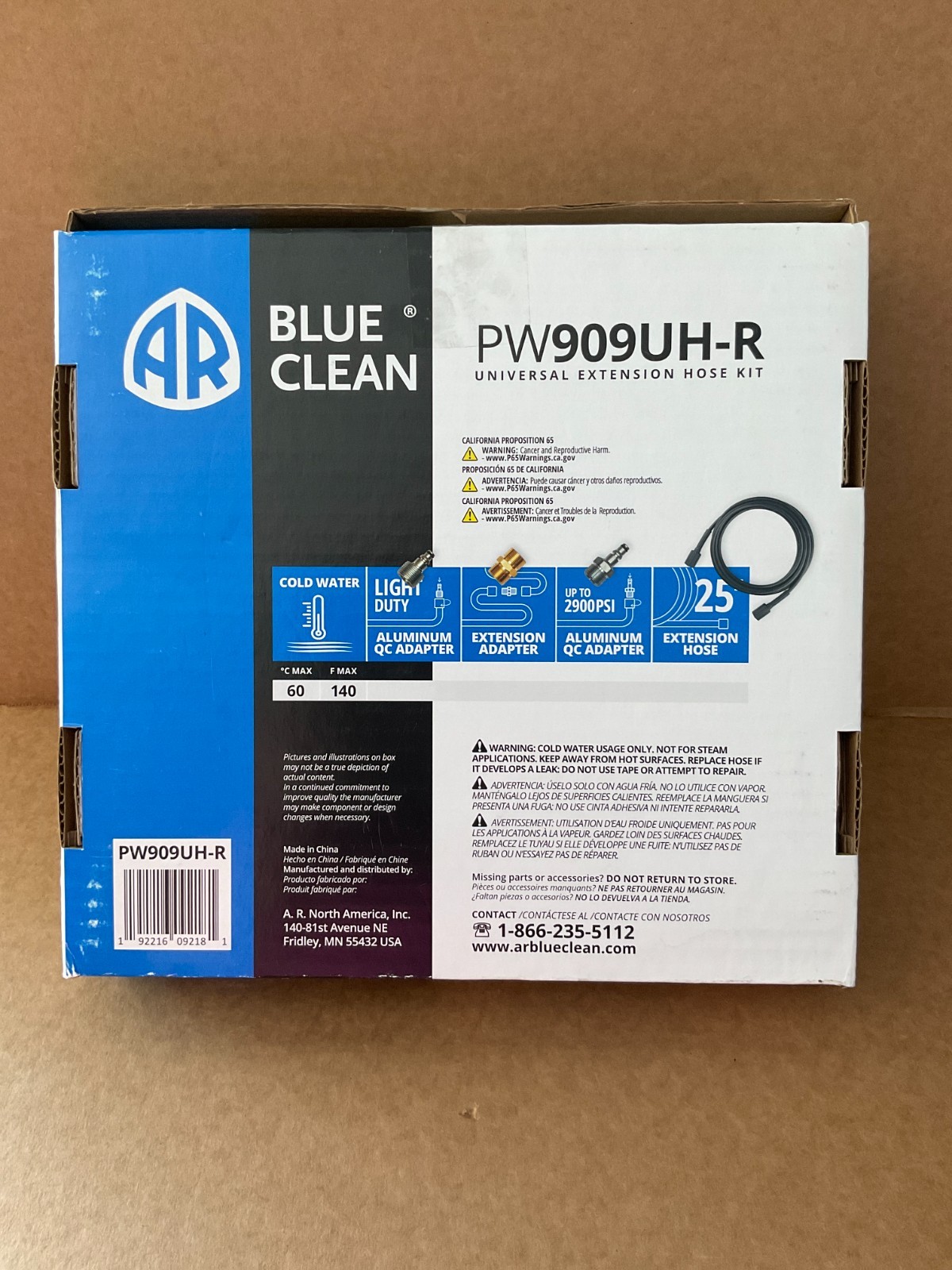 AR Blue Clean 14 mm X 1/4 in. D X 25 ft. L Super Soft Flex Pressure Washer Hose
