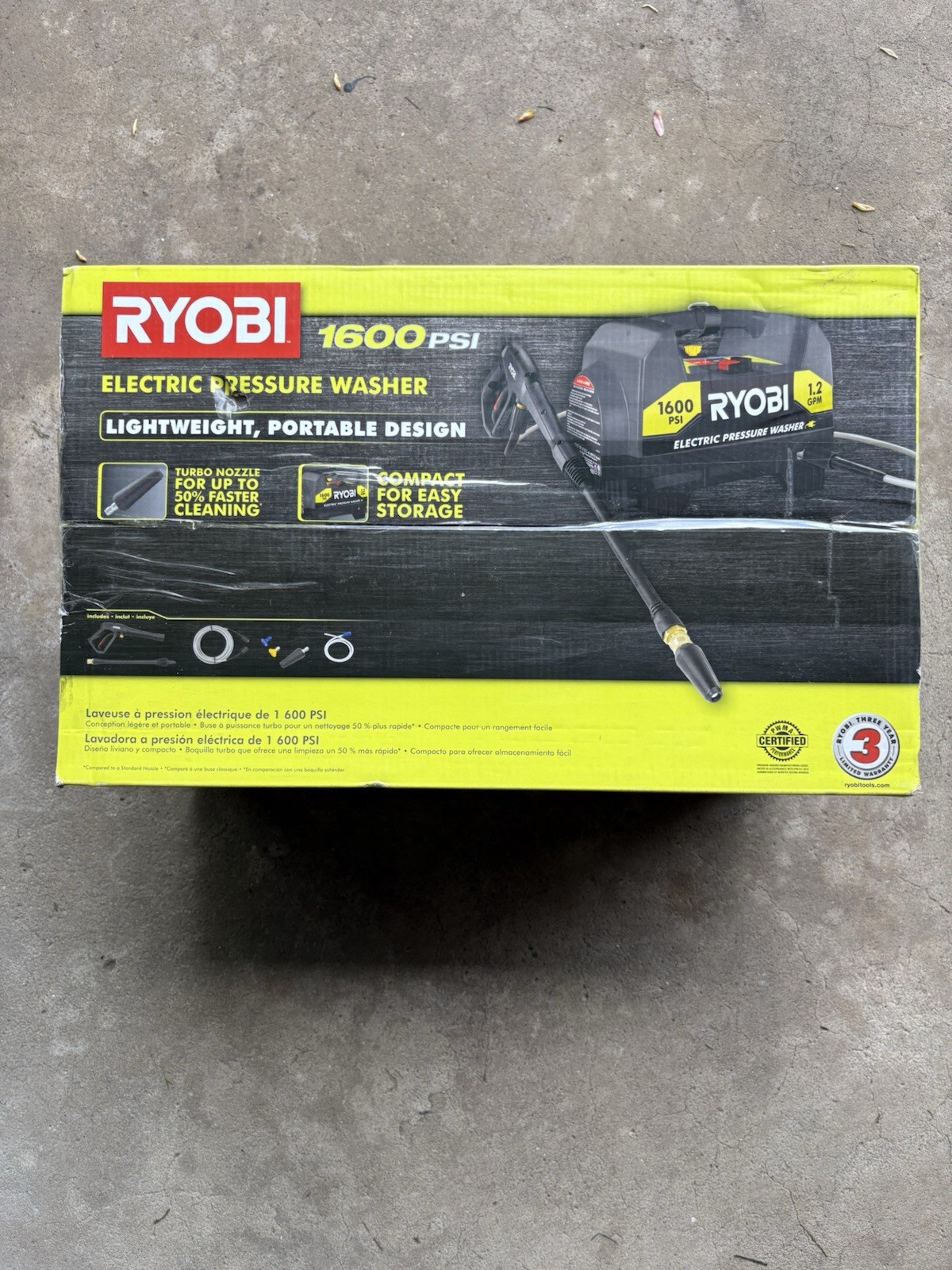 Ryobi Cold Water Pressure Washer 1600 PSI 1.2 GPM