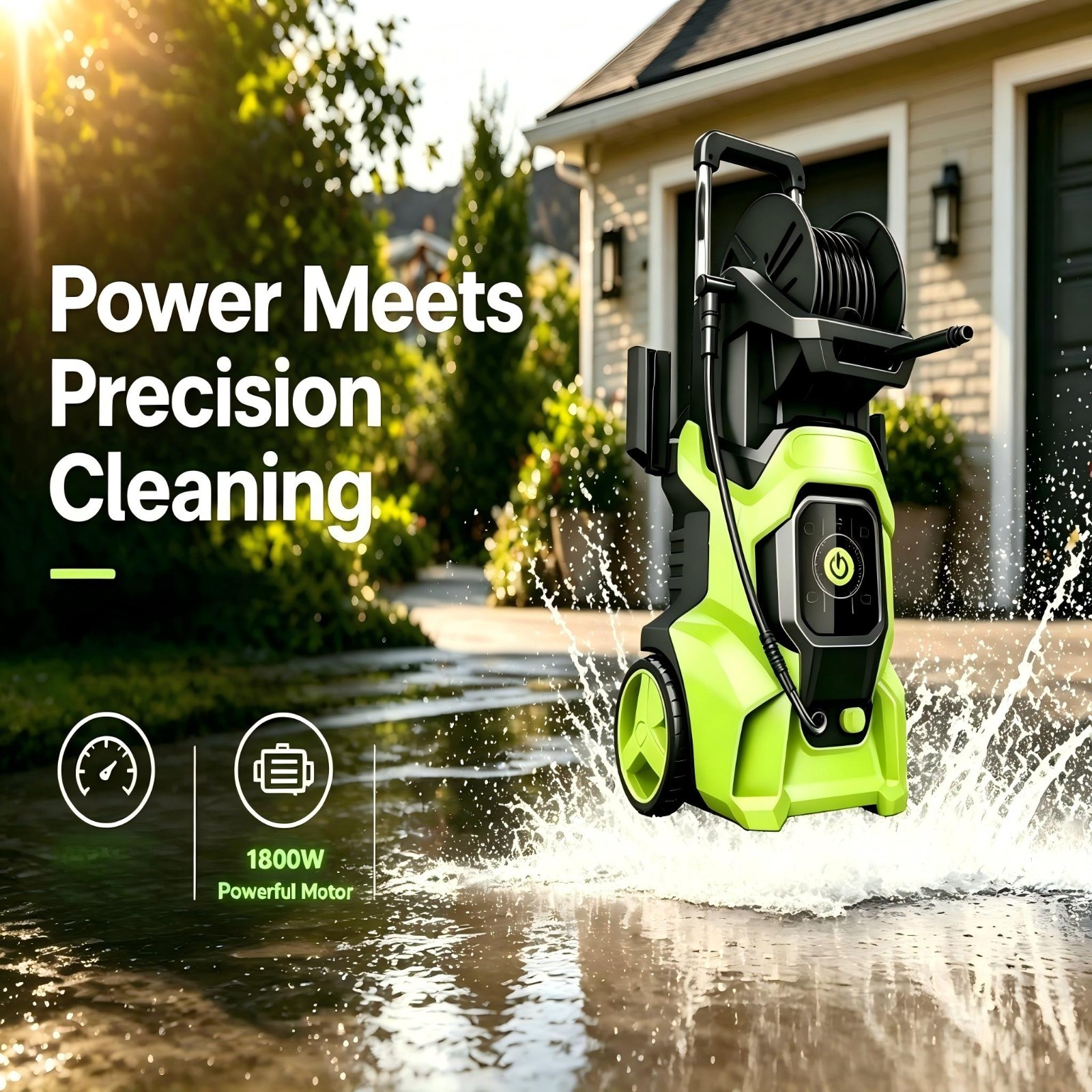 Pressure Washer 4500PSI 3.0GPM, 15-Level Touch Control, Foam Cannon, for Patio