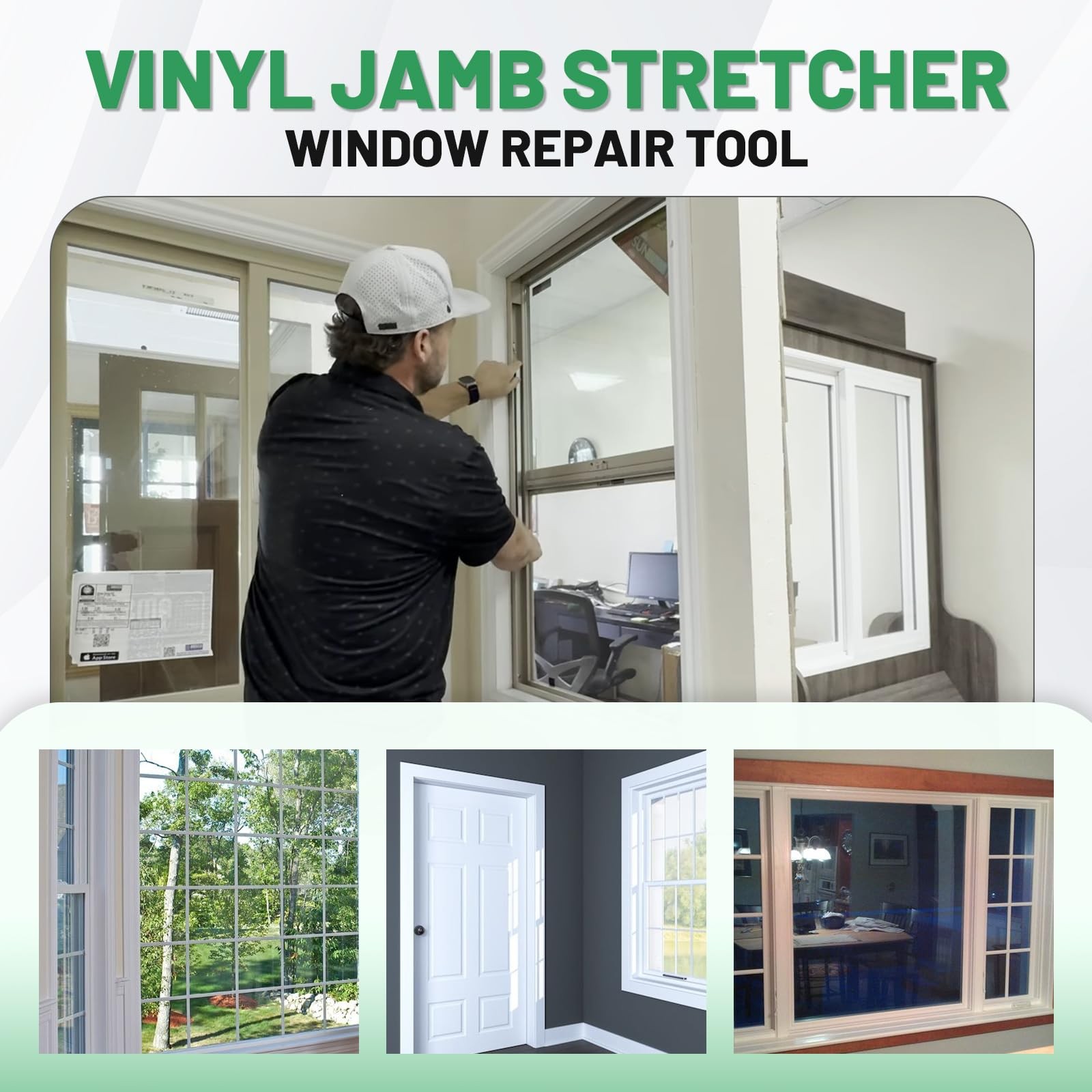 Rendrox 2PCS Window Jamb Stretcher Tool Set with 6061 Aluminum Silver & Black