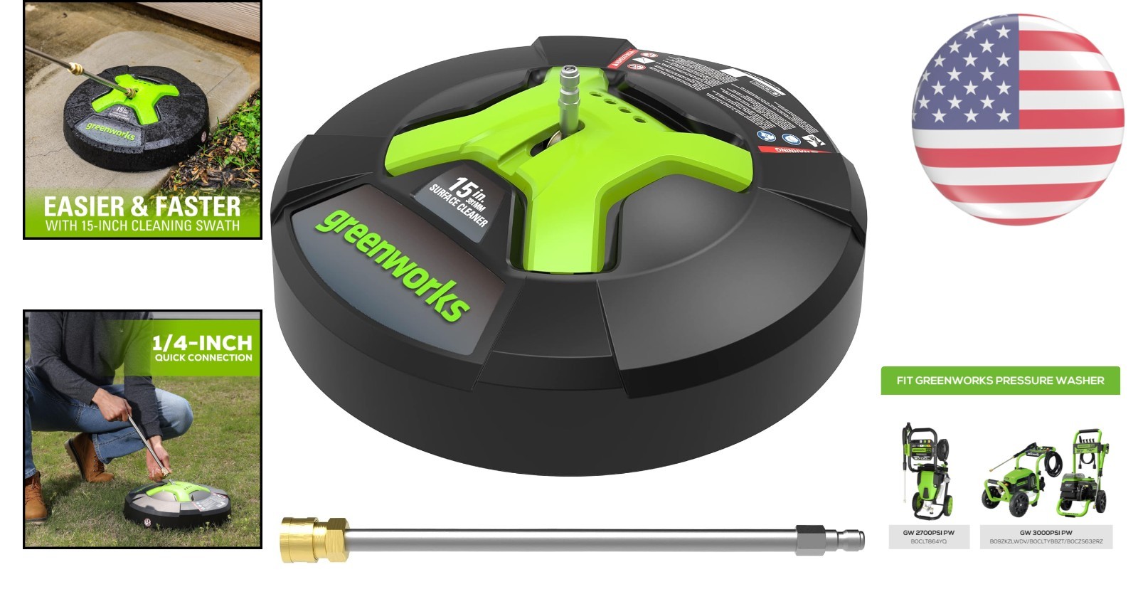 15” Green Surface Cleaner – High-Pressure Power for Effortless Outdoor Cleaning