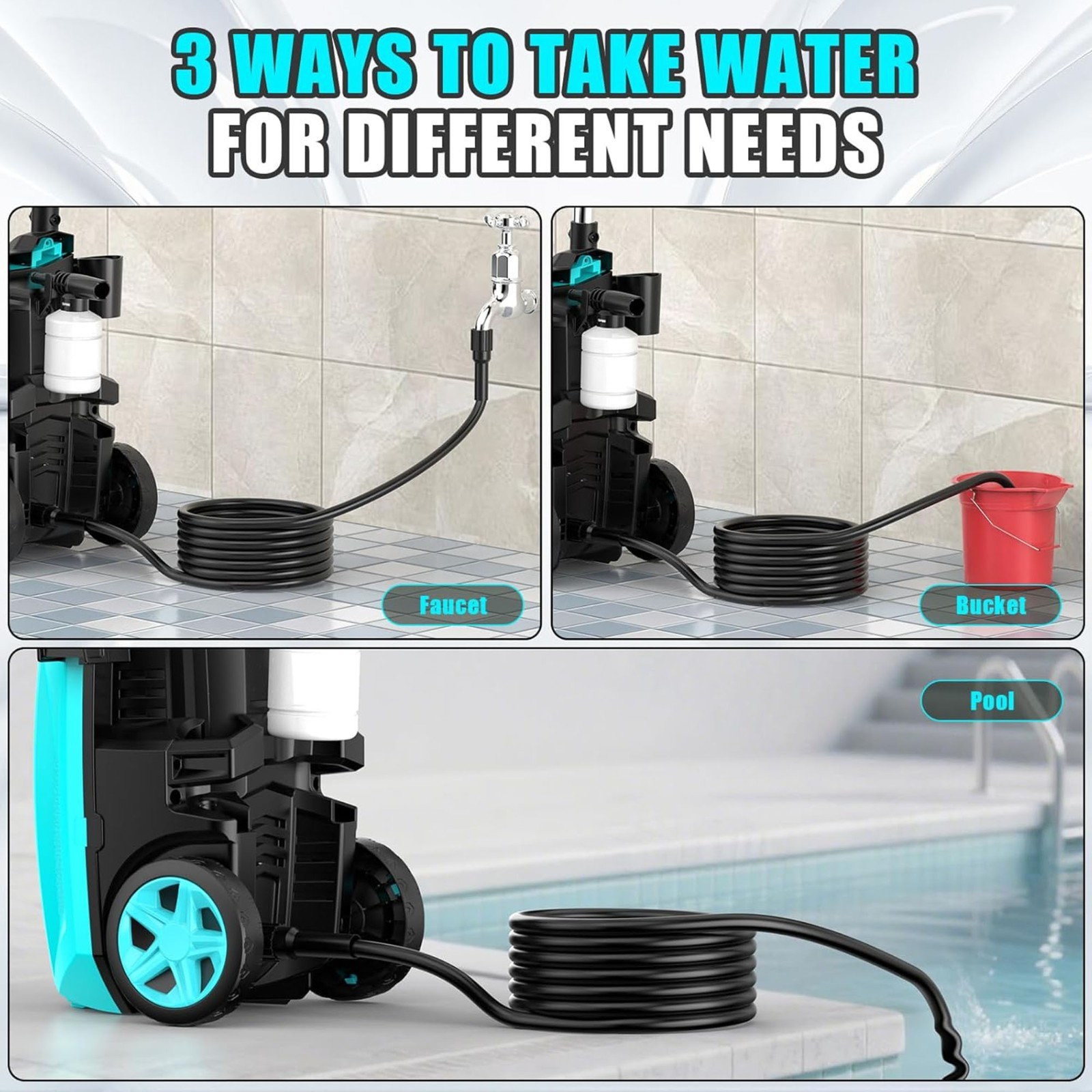 Electric Pressure Washer 4300PSI Max 2.8GPM Power Washer Blue with Hose Reel