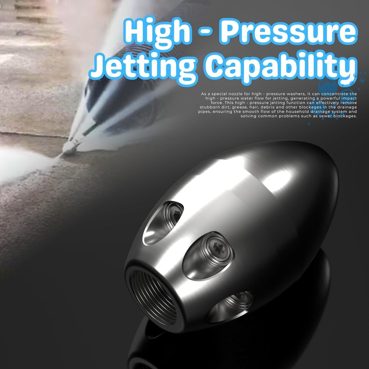 3/8″ Internal Thread Jetter Nozzle for Power Washer, High Pressure Cleaning P…
