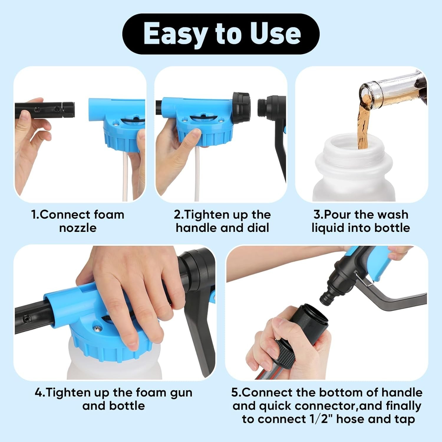 2-in-1 Car Wash Foam Cannon – Adjustable Pressure Foam Gun for Efficient Washing