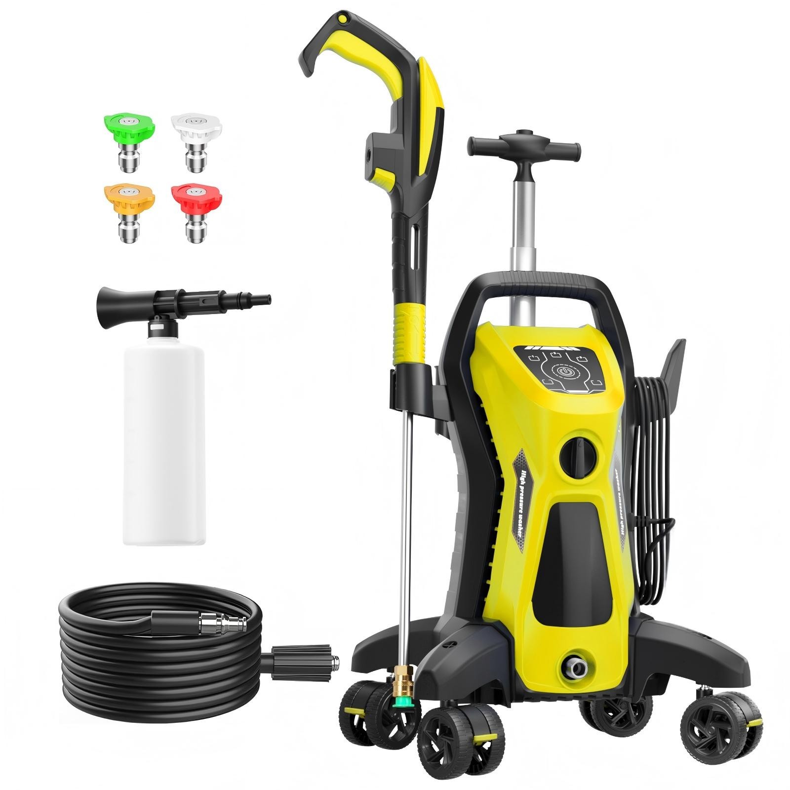 Pressure Washer 4500PSI 3.9GPM, 15-Level Touch, 4 Wheels, 4 Nozzles, for Car