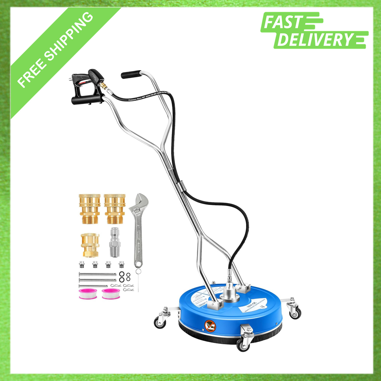 20 Inch Pressure Washer Surface Cleaner 4500 PSI Power Washing Driveways Patios
