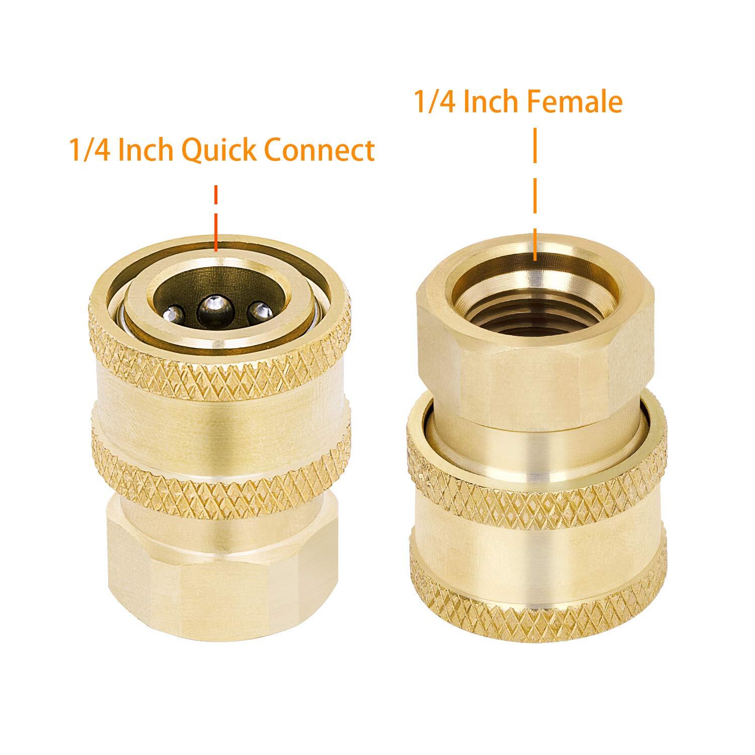 3 Pack Pressure Washer Coupler Brass Fittings 1/4 Inch Quick Connect to Femal…