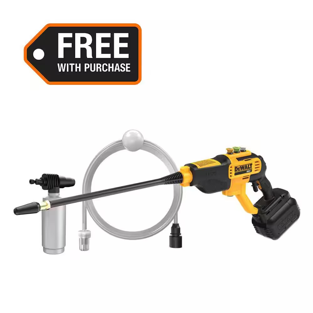 20V MAX 550 PSI 1.0 GPM Cold Water Cordless Battery Power Cleaner with 4-Nozzles