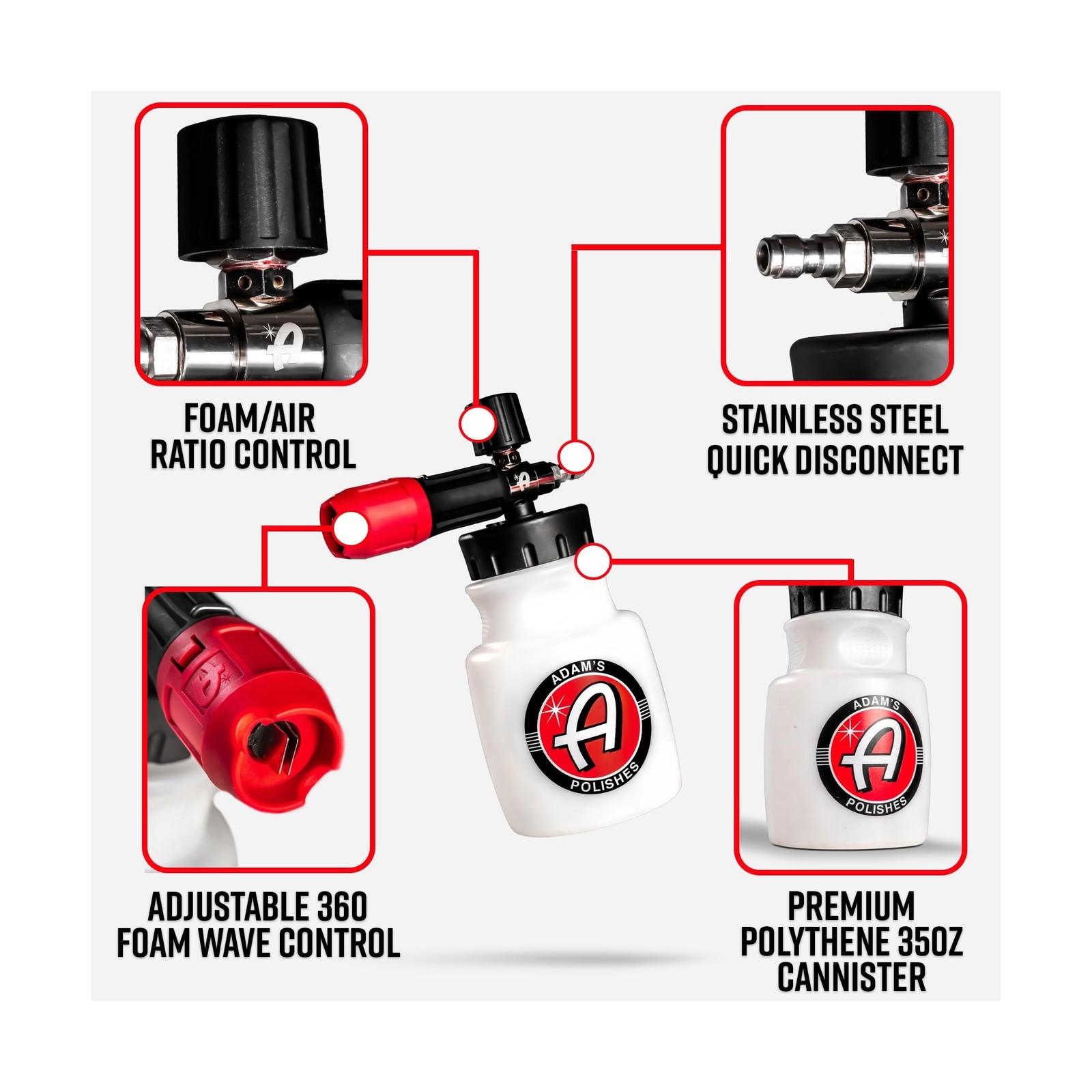 Adam’s Polishes Premium Foam Cannon – Soap Sprayer for Car Wash… USA FAST SHIP