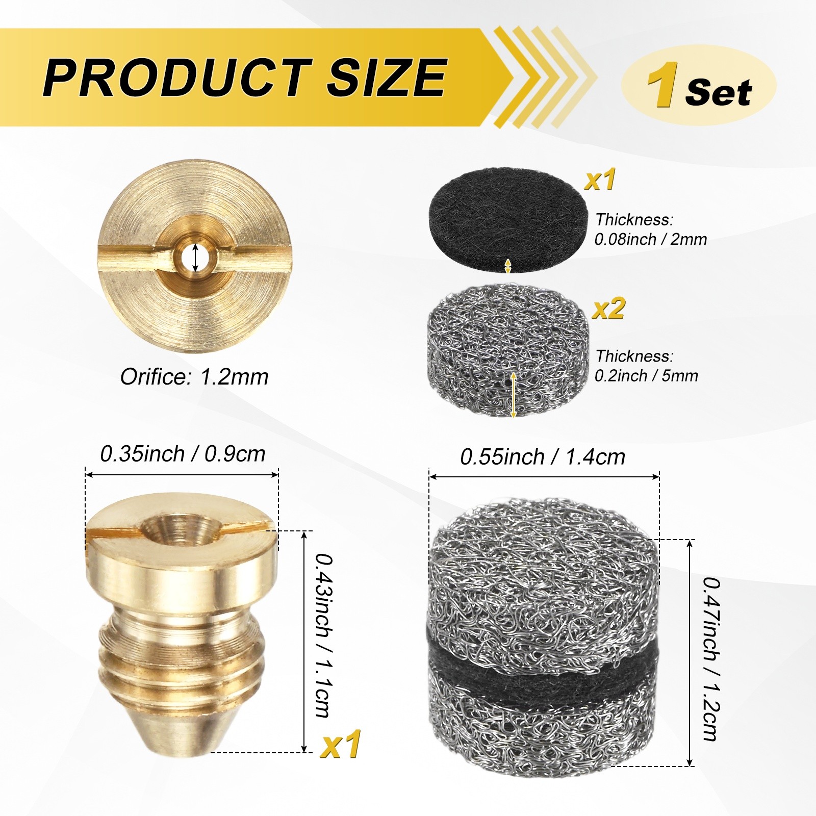1-Set 1.2mm Copper Orifice Foam Cannon Nozzle and Three Layer Foam Maker Meshes