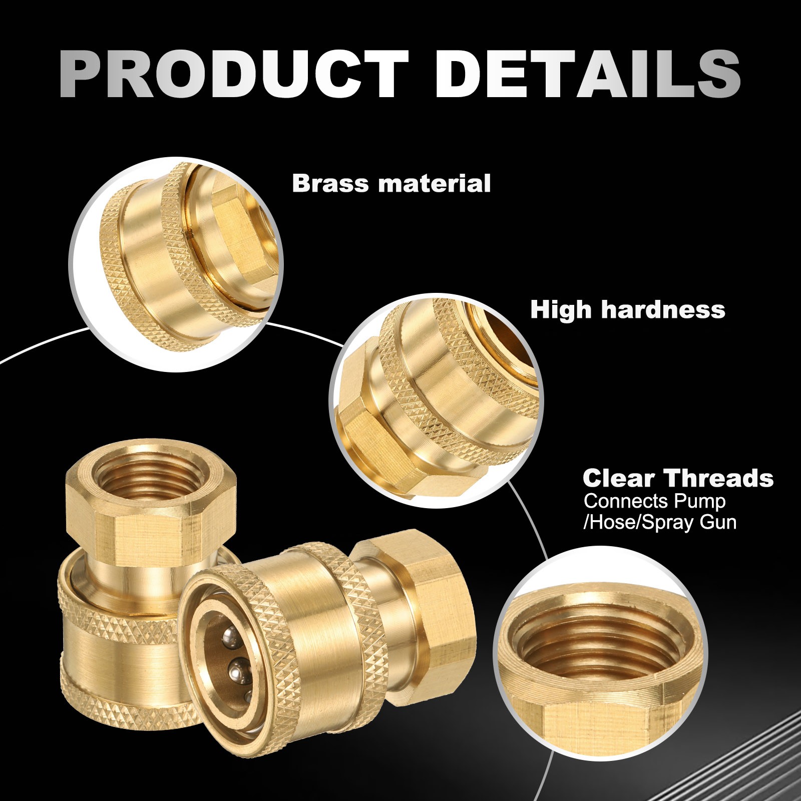 2Pcs Pressure Washer Adapter, 1/4″ Female Quick Plug to M14 Male Brass Concave