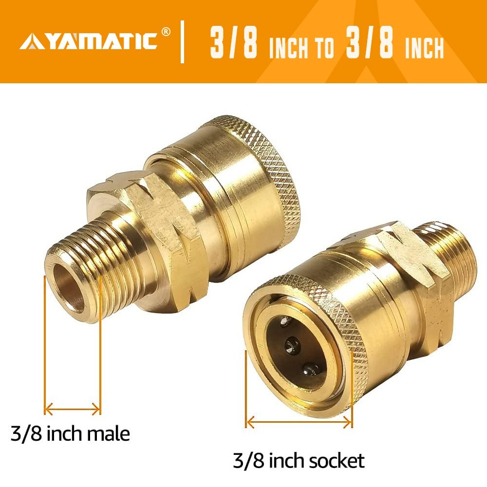 YAMATIC 5000 psi Pressure Washer Adapter Couplers 3/8” Quick Connect Socket