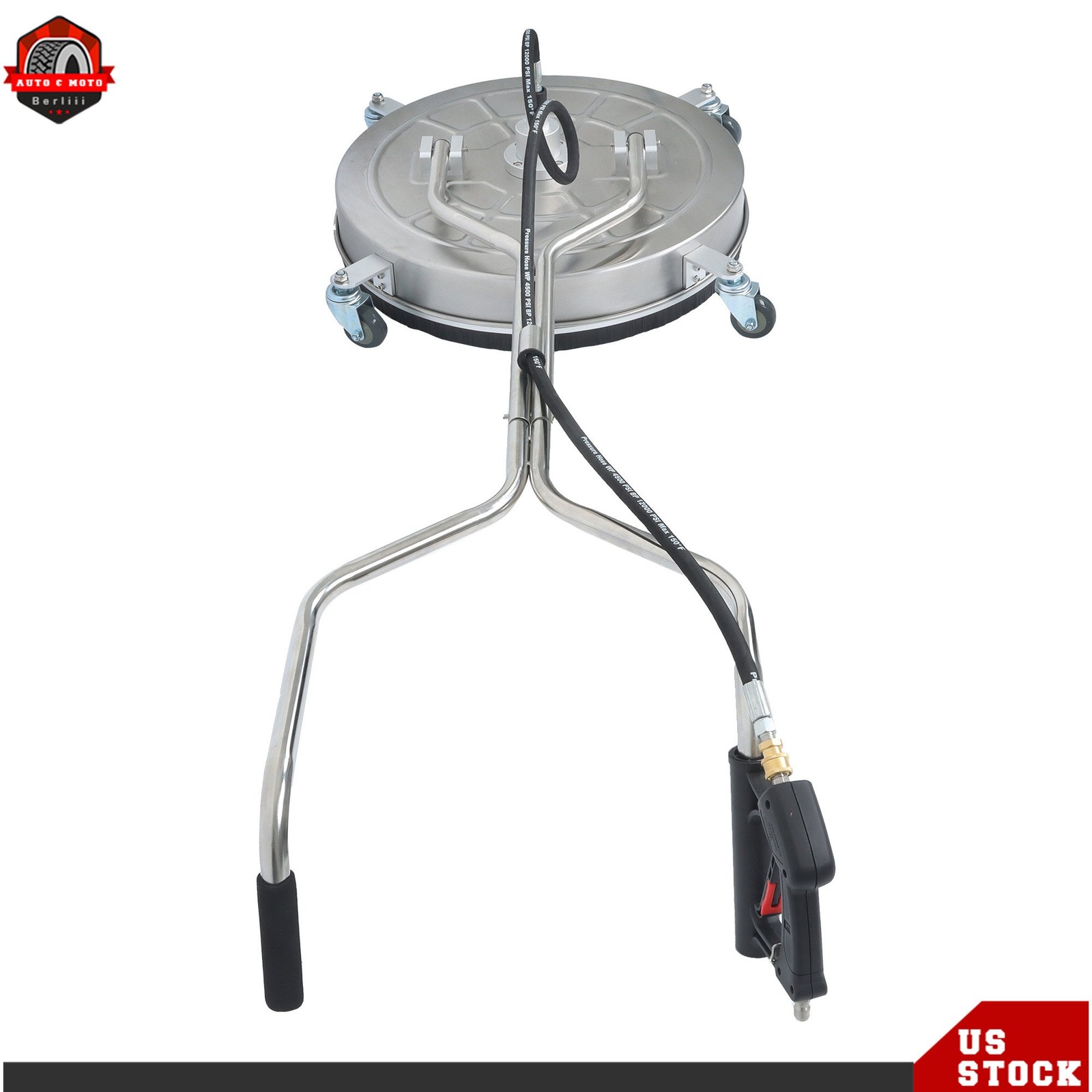 24″ Pressure Washer Surface Cleaner 6000 PSI w/ Handles & Wheels Quick Connect