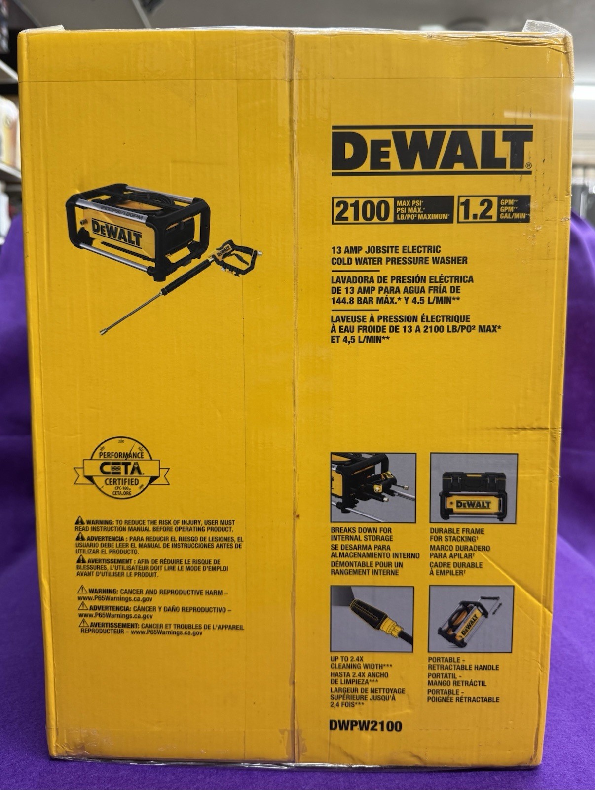 💥NEW SEALED BOX💥DEWALT DWPW2100 1.2gal 2100 PSi COLD WATER PRESSURE WASHER