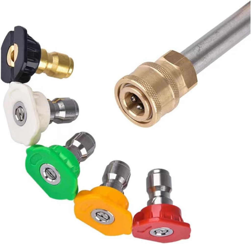 5-Pack High-Pressure Washer Nozzle Tips Set, 4500 PSI, Multi-Angle, Stainless…