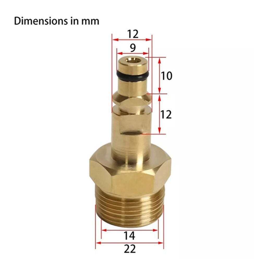2Pcs M22 14mm Adapter Brass Quick Connect for Karcher Pressure Washer Hose