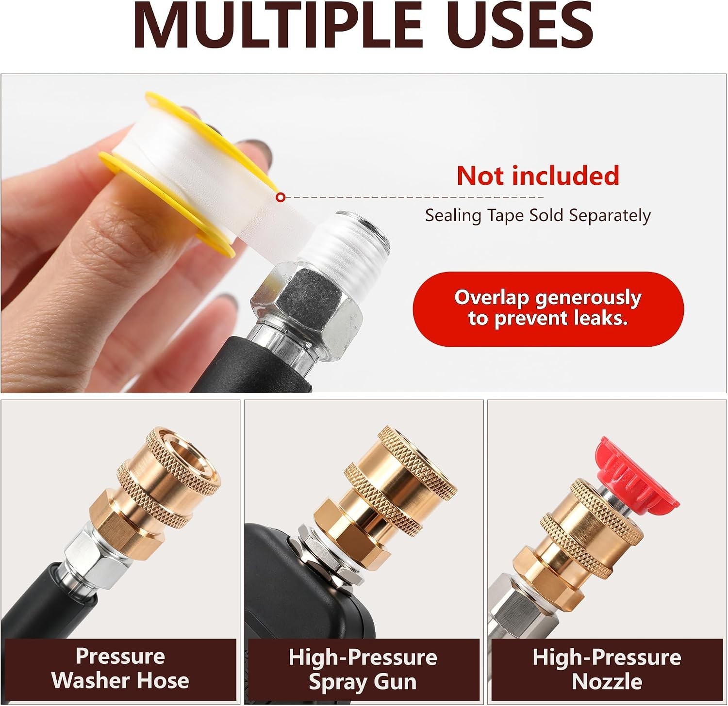 Pressure Washer Fittings 3 Pack Brass 1/4 Inch Quick Connect Coupler to Femal…