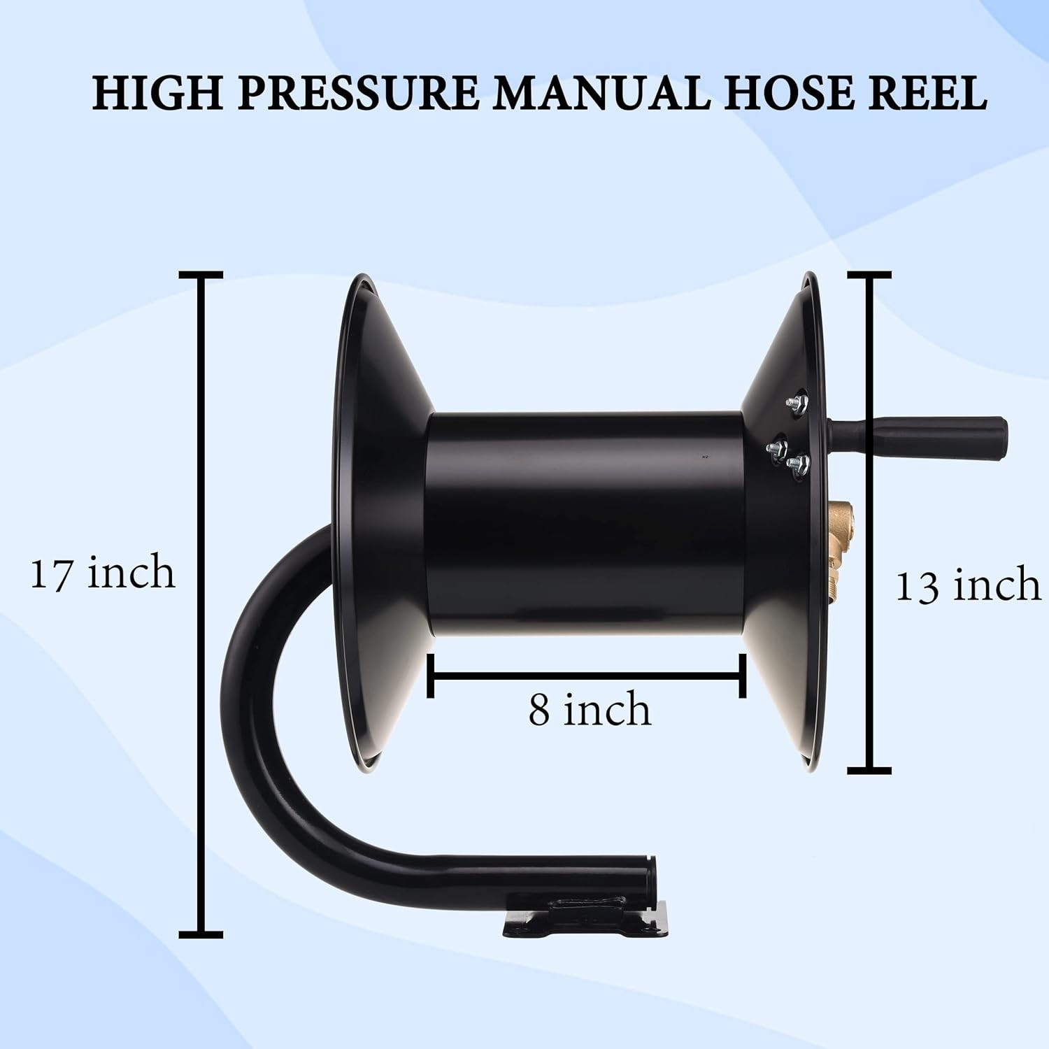 150ft Heavy Duty Pressure Washer Hose Reel with Manual Crank & Mounting Bracket