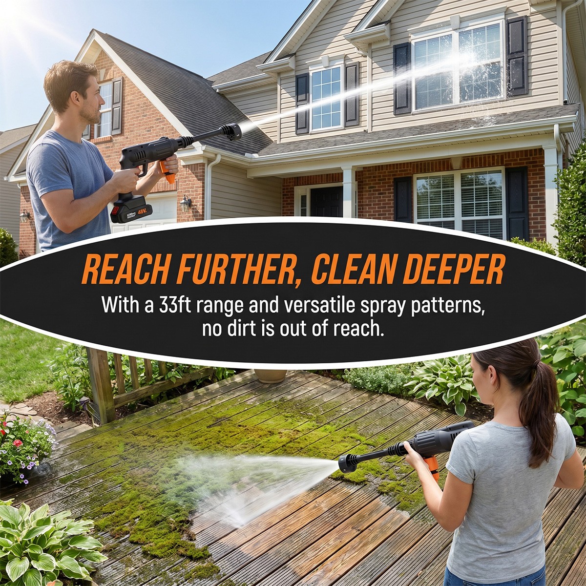 6-in-1 Cordless Electric High Pressure Washer Spray Gun Car Wash Patio Cleaning