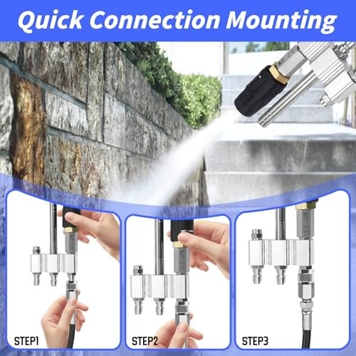 Adjustable 3-in-1 Soft Wash Nozzle, M5 Twist Tip, 1/4″ Quick Connect, 0-60° Spra