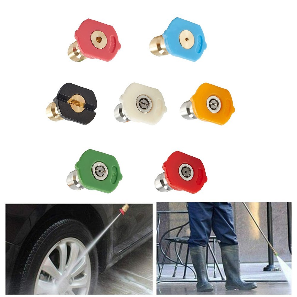 7PCS 1/4inch Pressure Washer Spray Tips Nozzles High Power Kit Quick Connect Set