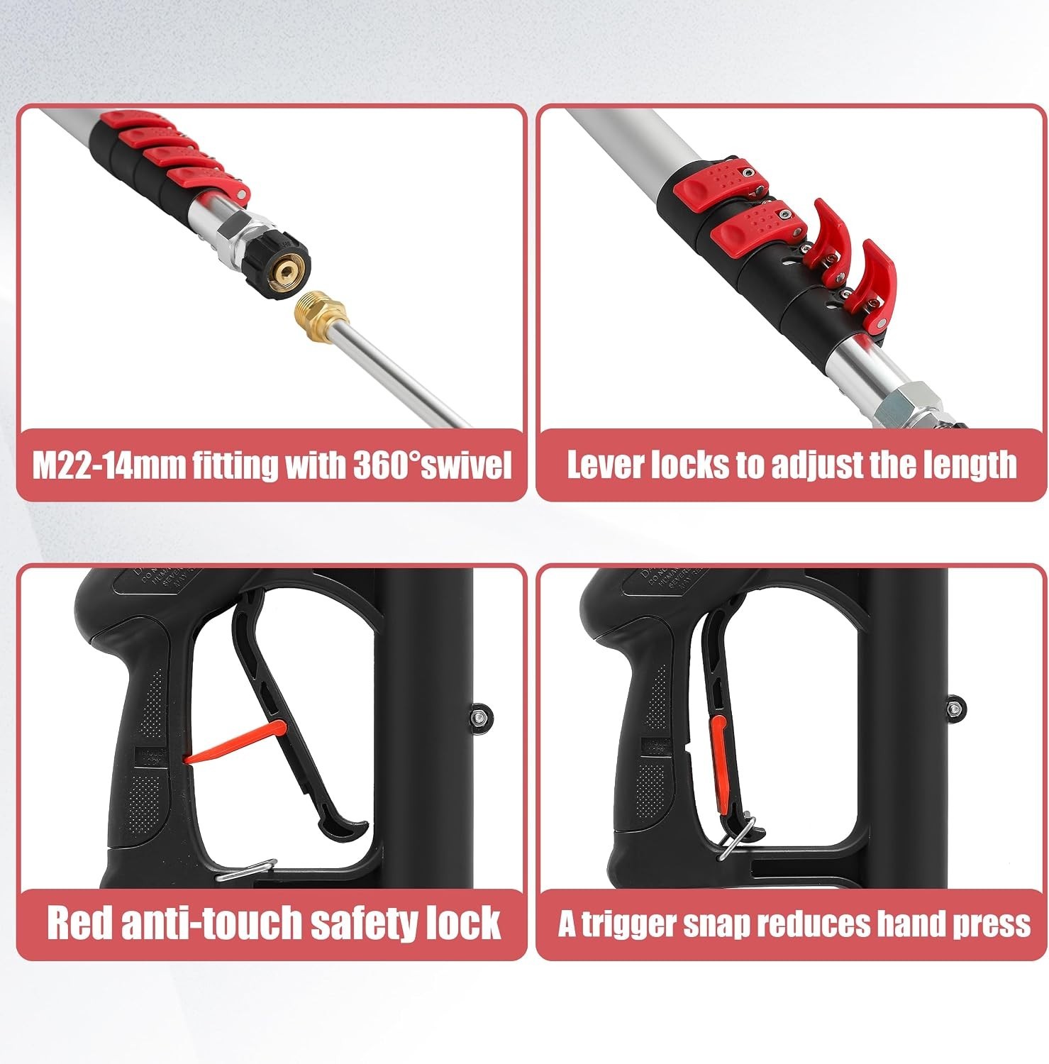 24FT High Cleaning Wand Compatible with Gas and Electric Pressure Washers