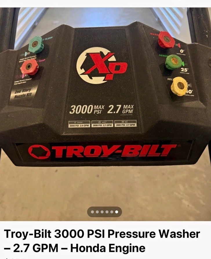 Troy-Bilt XP TB3000PWXP 3000 PSI 2.7 GPM Gas Cold Water Pressure Washer