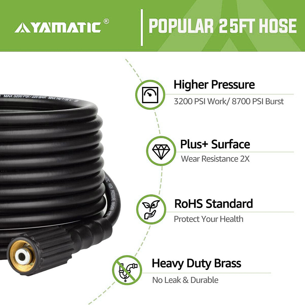 YAMATIC 3/8″ 4000 psi Pressure Washer Gun Power Washer Hose Power Extension Wand