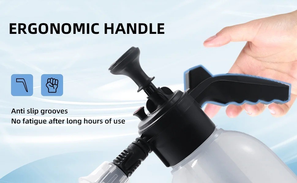 2L Hand Pump Foam Sprayer Snow Foam Cannon Car Wash Bottle w/ 3 Nozzles
