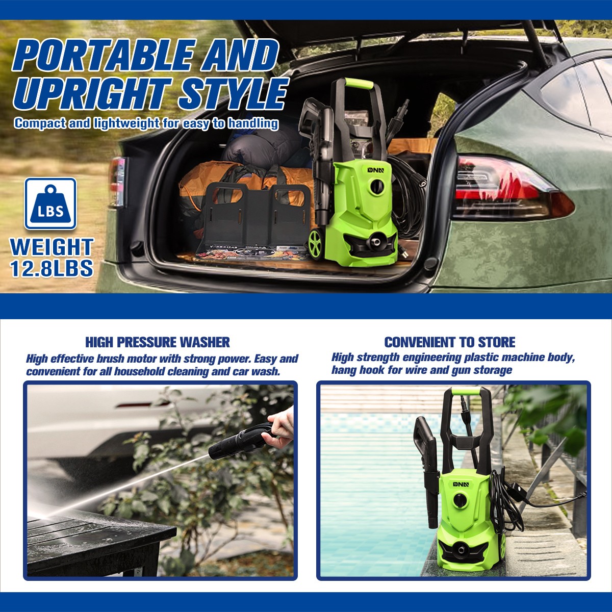 1813 PSI 1.45 GPM High-Pressure Electric Power Cleaner Car Washer Machine Green