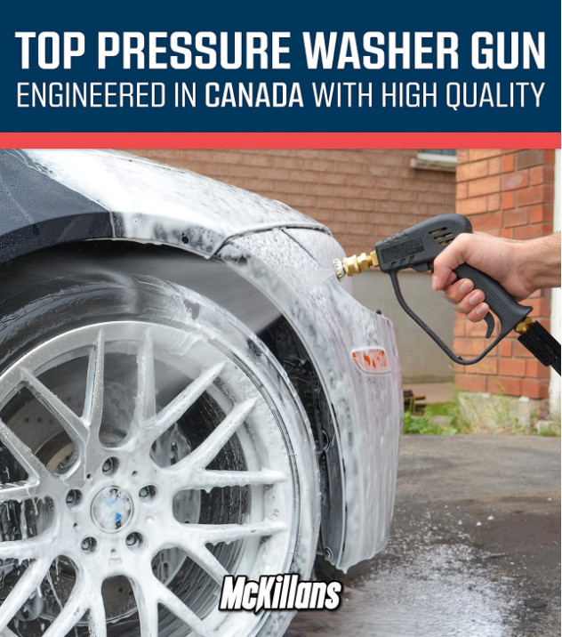 McKillans Short Pressure Washer Gun with Replacement M22 Inlet with 1/4” Quick