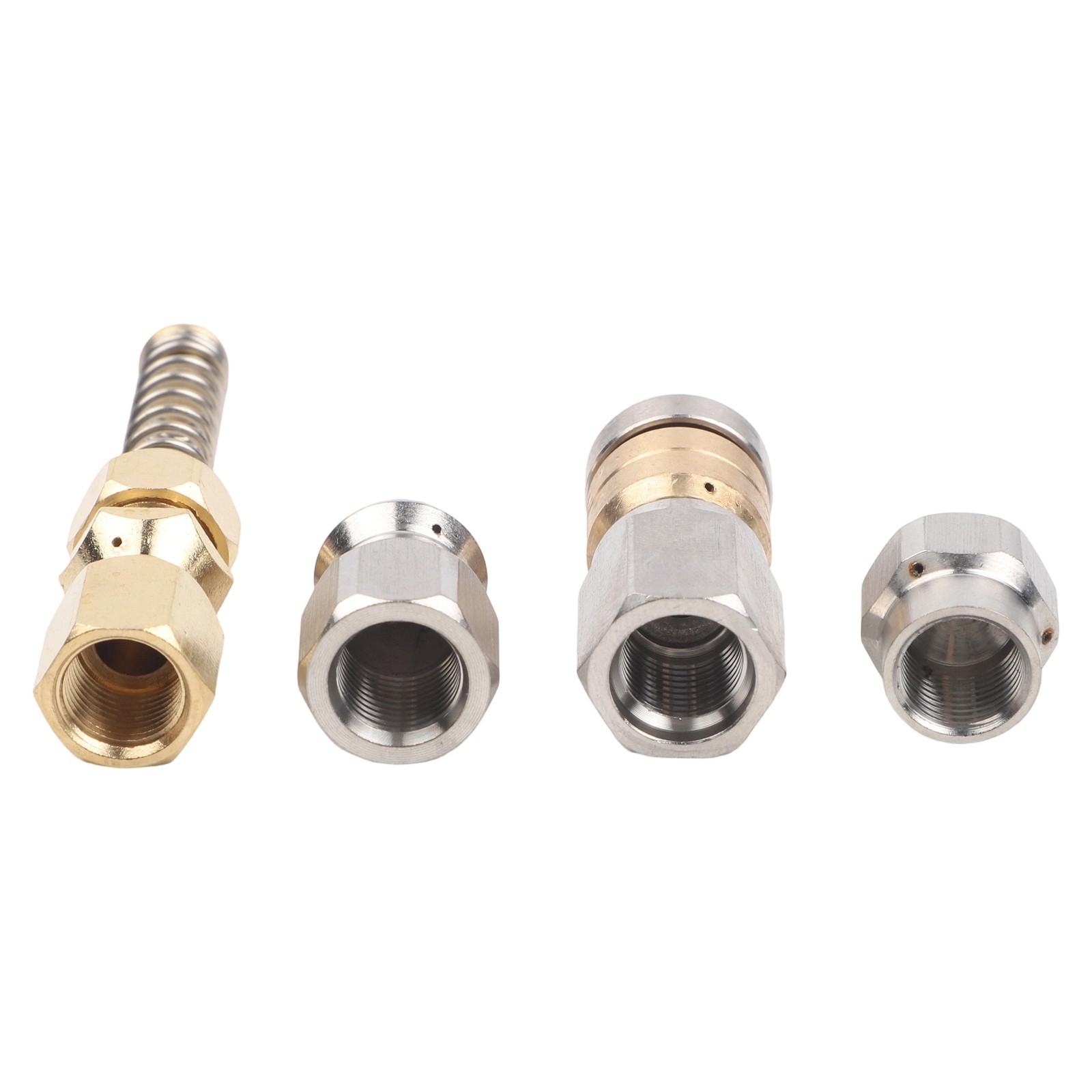 Four Nozzle Set for Pipeline Cleaning with Stainless Steel and Brass Components