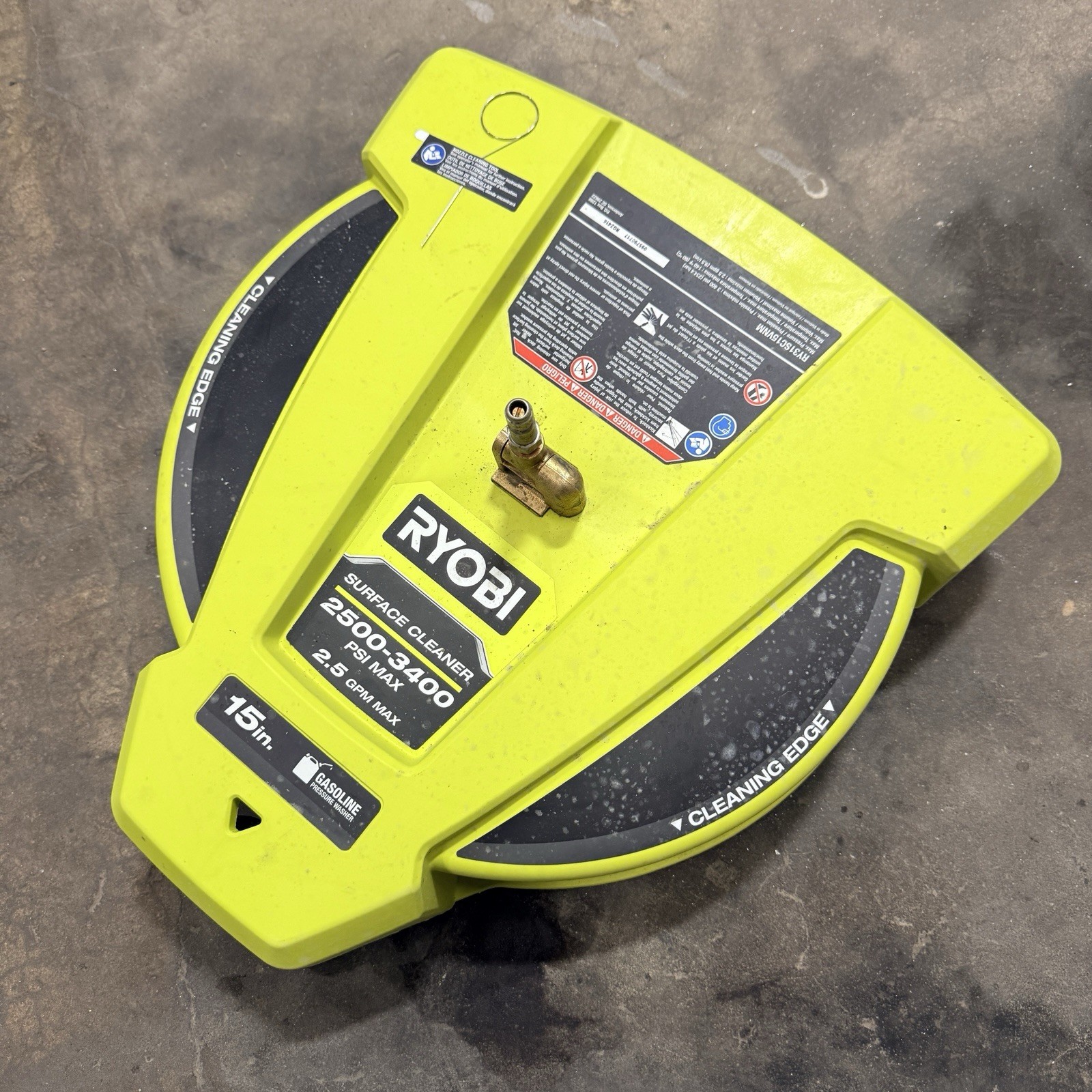 RYOBI 15 in. 3400 PSI Gas Pressure Washer Surface Cleaner with Caster Wheels