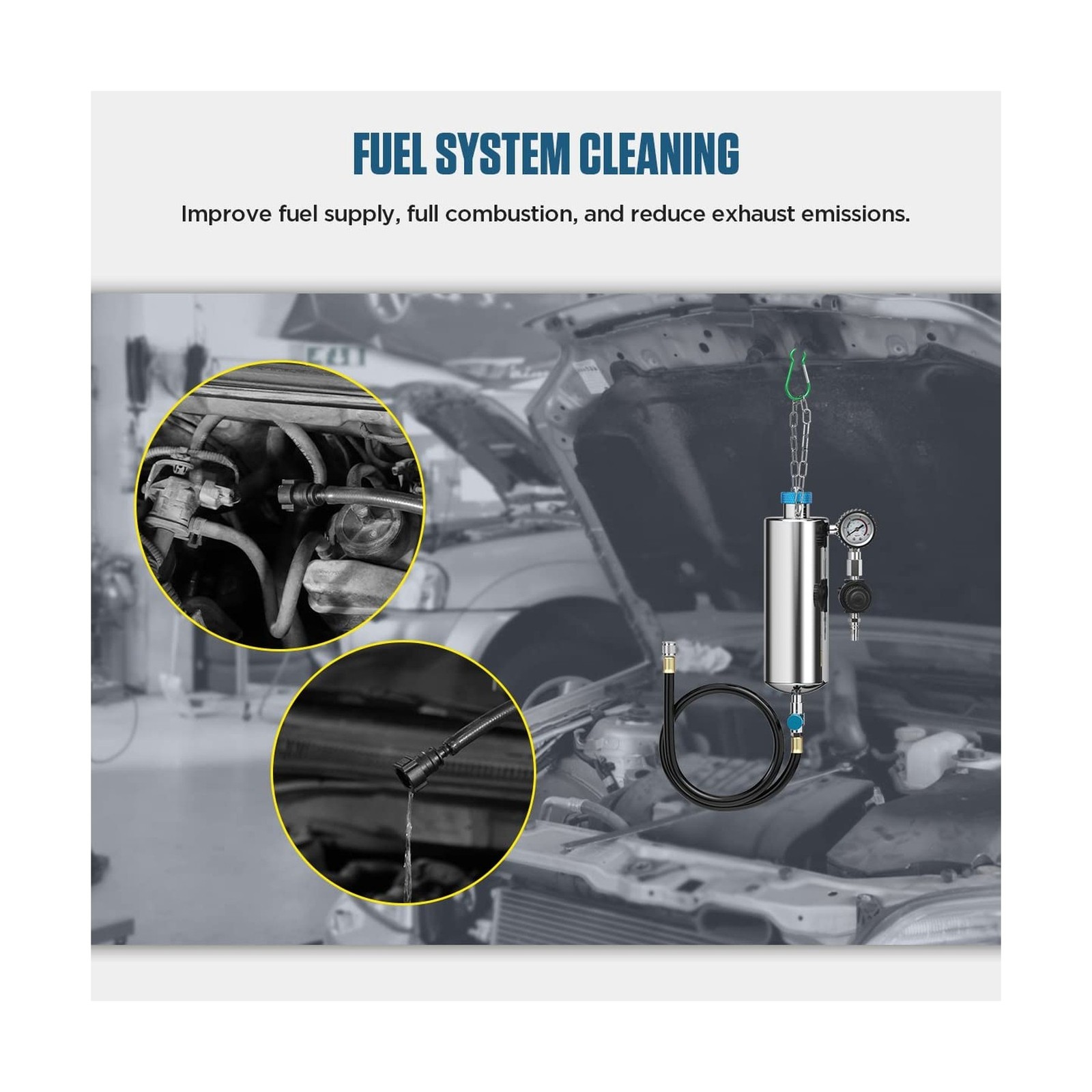 Fuel Injector Cleaner Tool Kit 1000ML 150PSI Disassembly-Free Fuel Injection …