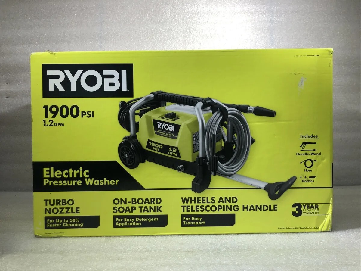 Ryobi RY1419MTVNM 1900 PSI 1.2 GPM Electric Pressure Washer New – OPEN box