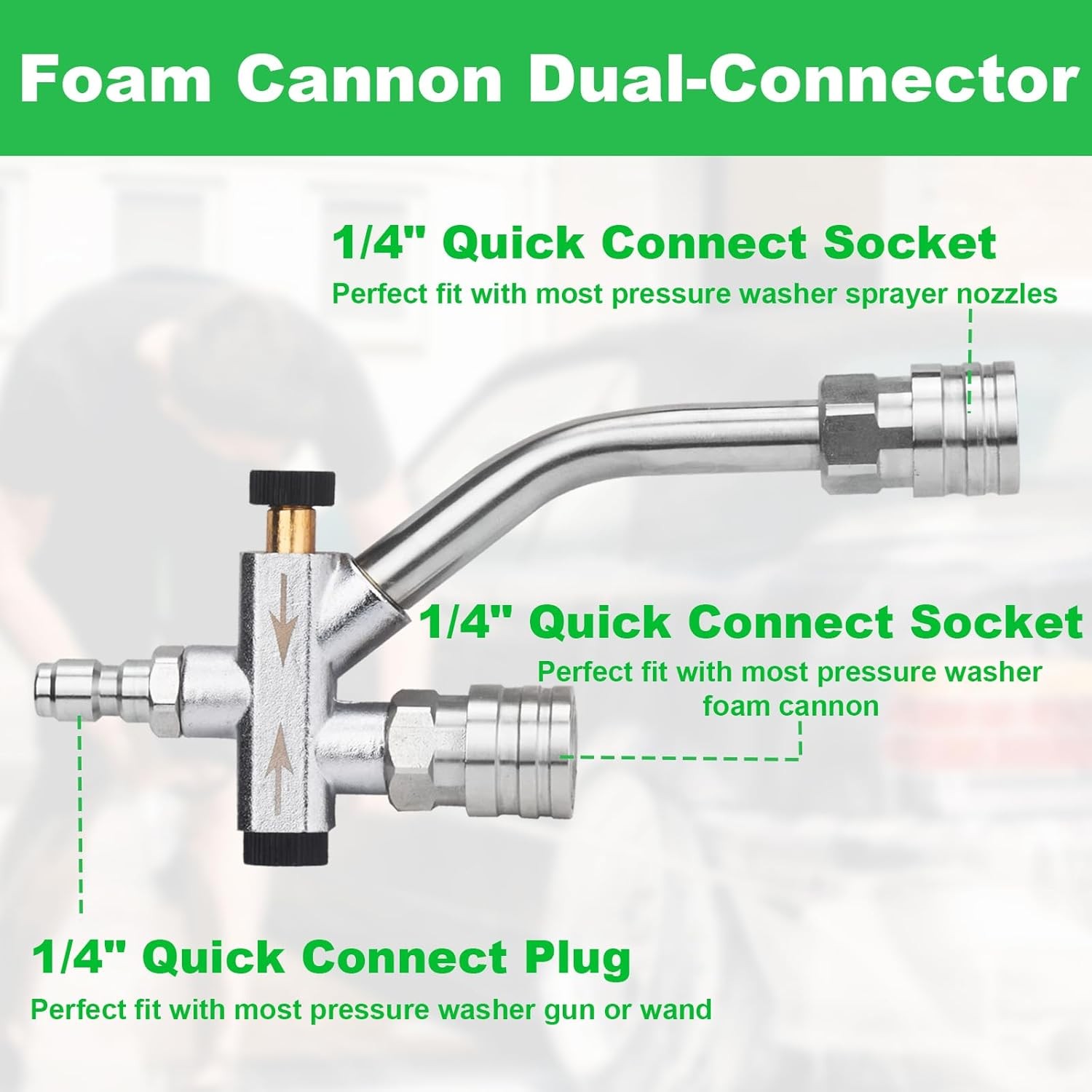 Pressure Washer Foam Cannon Gun Kit Dual Connector 5 Nozzle Tips Car Wash