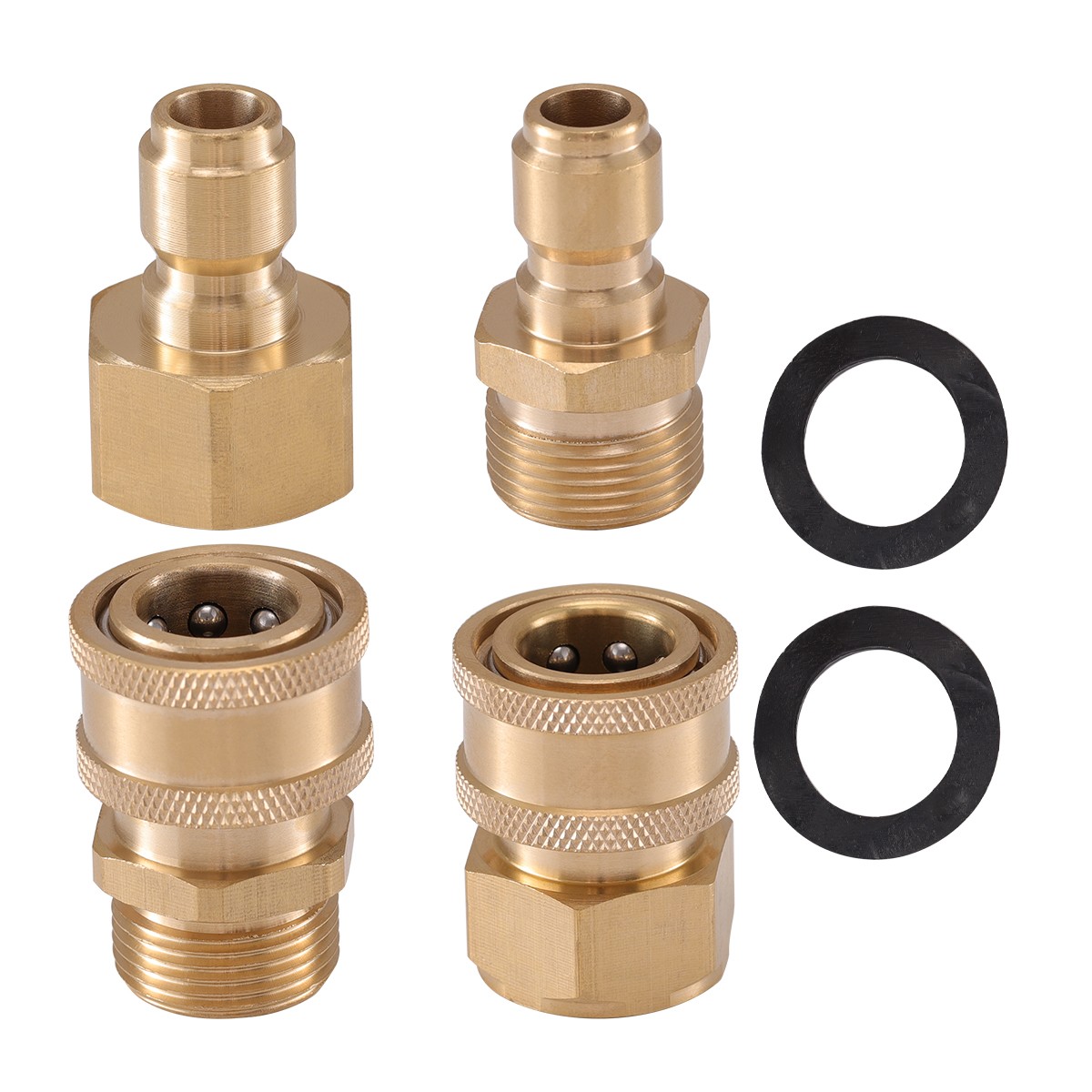 4x Pressure Washer Adapters Set Quick Disconnect Kit M22 Swivel to 3/8” Connect