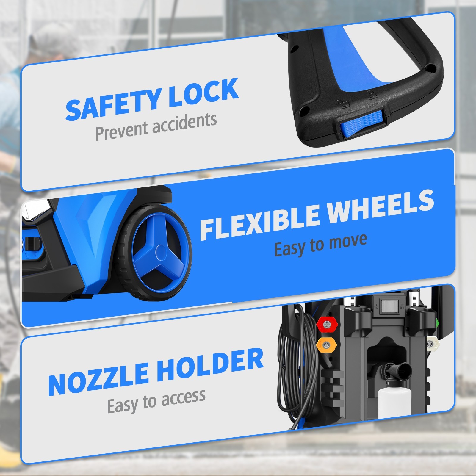 Electric Pressure Washer 5000PSI 2.65GPM, 15 Level Adjustable Touch Screen